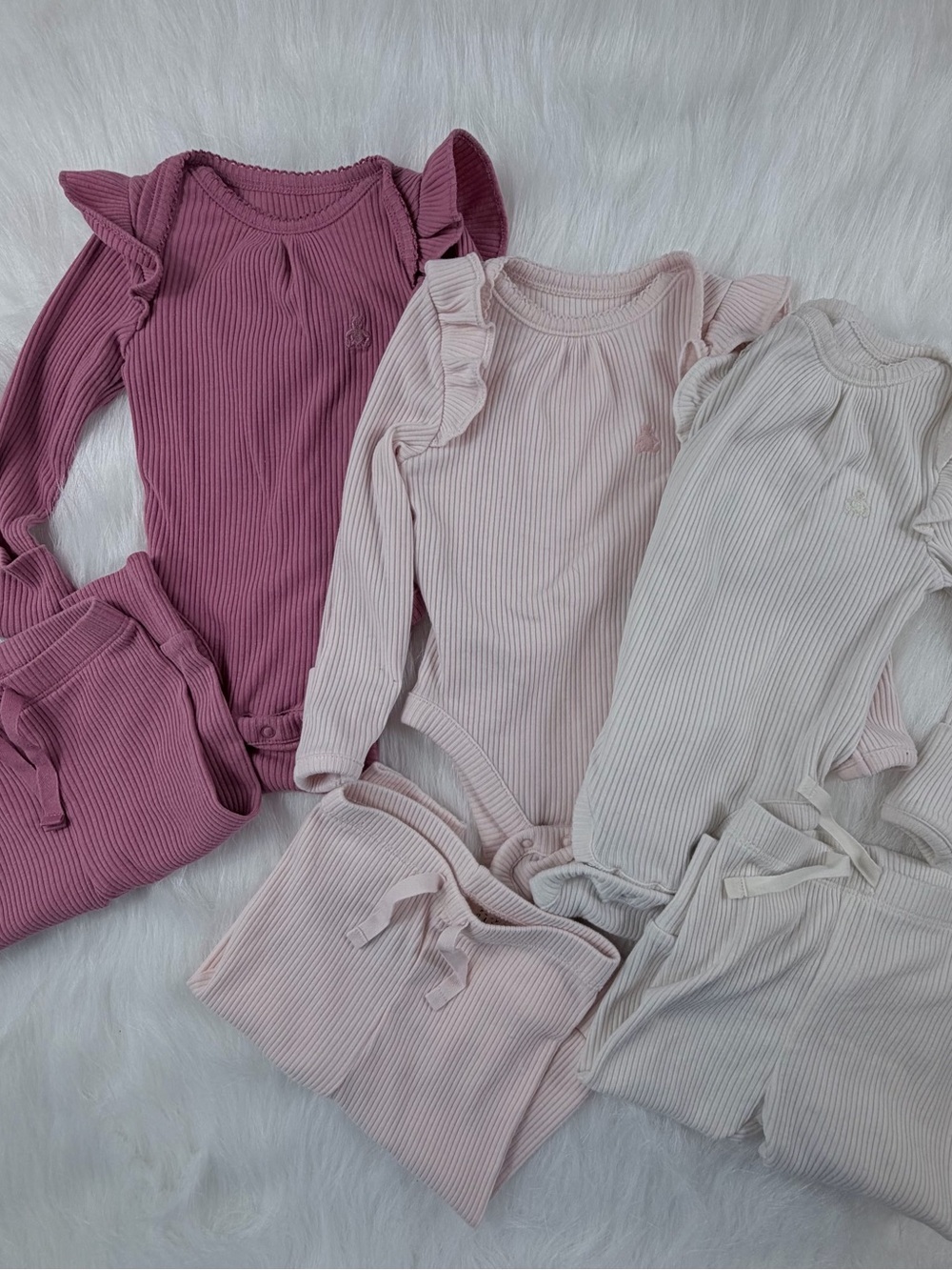 Baby Gap Ribbed Ruffle Bodysuit and Pant Sets - 3 Pack